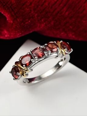 NEW Mozambique Garnet Band Ring with Gold Accent 2.30 ctw - Size 7